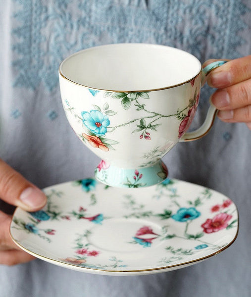 Coffee Cup in Gift Box, Vintage Tea Cup Set, British Tea Cup with Saucer, Porcelain Tea cups, Elegant Coffee Cup, Porcelain Coffee Cups, Afternoon Tea Cup with Saucer Set-Silvia Home Craft