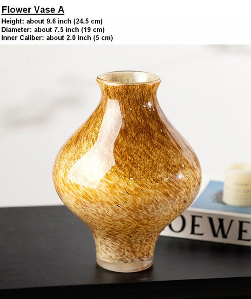 Modern Glass Bud Vases, Centerpiece Vases on Table, Handmade Liuli Vases, Color Glaze Vase, Contemporary Vases for Modern Home Decor-Silvia Home Craft