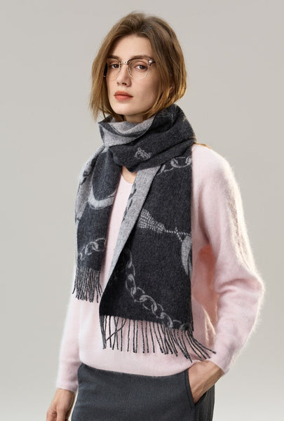 Holiday Women Scarf, Christmas Gifts for Her, Modern Wool Scarf, Warm Winter Scarf, Cold Weather Scarf, Fashion Scarf, Soft Cashmere Scarf for Girls, Elegant Designer Scarf-Silvia Home Craft