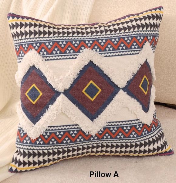 Geometric Modern Pillow Covers, Square Pillows for Couch, Oriental Decorative Throw Pillows for Living Room, Bohemian Decorative Sofa Pillows-Silvia Home Craft