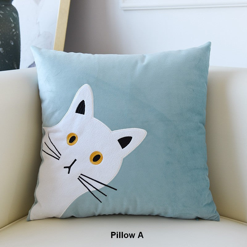 Decorative Throw Pillows, Modern Sofa Decorative Pillows, Lovely Cat Pillow Covers for Kid's Room, Cat Decorative Throw Pillows for Couch-Silvia Home Craft