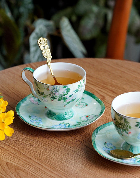Luxury Tea Cup Set, Elegant Coffee Cup, Porcelain Tea Saucer, Ceramic Tea Cup Set, British Tea Cup Set-Silvia Home Craft