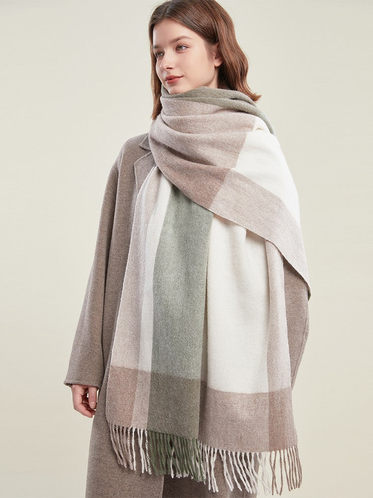 Wool Scarf for Women, Plaid Winter Shawl, Soft Wool Scarf for women, Christmas Holiday Gift, Evening Wrap, Large Winter Shawl, Elegant Shawl, Warm Cape, Winter Scarves-Silvia Home Craft