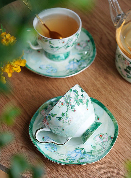 Elegant Coffee Cup, Porcelain Tea Saucer, Ceramic Tea Cup Set, Luxury Tea Cup Set, British Tea Cup Set-Silvia Home Craft