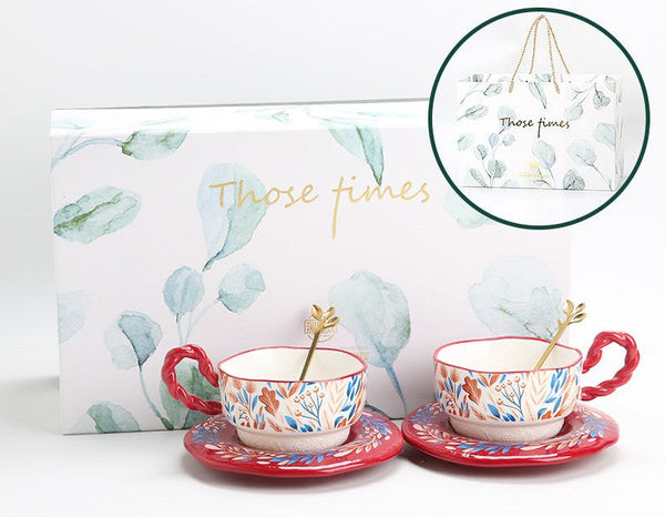 Porcelain Tea Cup Set, Ceramic Coffee Cup Set, Tea Cup With Saucer, Coffee Cup With Saucer, British Afternoon Tea Set, Gift Box Tea Set-Silvia Home Craft
