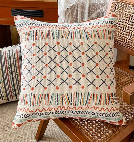 Geometric Modern Pillow Covers, Oriental Square Pillows for Couch, Decorative Throw Pillows for Dining Room, Bohemian Decorative Sofa Pillows-Silvia Home Craft