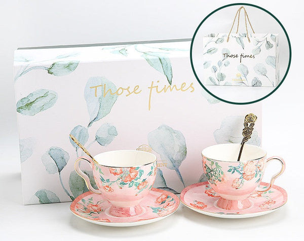 British Tea Cup Set, Afternoon Tea Cup with Saucer Set, Porcelain Tea cups, Elegant Coffee Cup, Porcelain Coffee Cups, Coffee Cup in Gift Box, Vintage Tea Cup Set-Silvia Home Craft