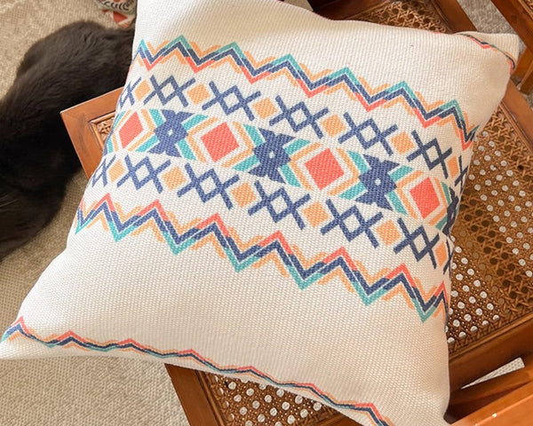 Decorative Throw Pillows for Dining Room, Oriental Square Pillows for Couch, Geometric Modern Pillow Covers, Bohemian Decorative Sofa Pillows-Silvia Home Craft