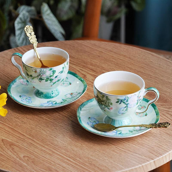 Elegant Coffee Cup, Porcelain Tea Saucer, Ceramic Tea Cup Set, Luxury Tea Cup Set, British Tea Cup Set-Silvia Home Craft