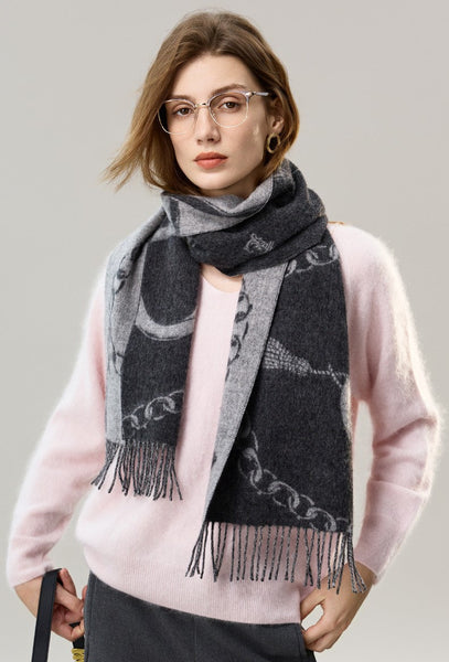 Holiday Women Scarf, Christmas Gifts for Her, Modern Wool Scarf, Warm Winter Scarf, Cold Weather Scarf, Fashion Scarf, Soft Cashmere Scarf for Girls, Elegant Designer Scarf-Silvia Home Craft