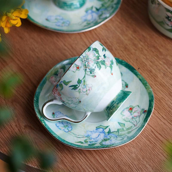 Elegant Coffee Cup, Porcelain Tea Saucer, Ceramic Tea Cup Set, Luxury Tea Cup Set, British Tea Cup Set-Silvia Home Craft