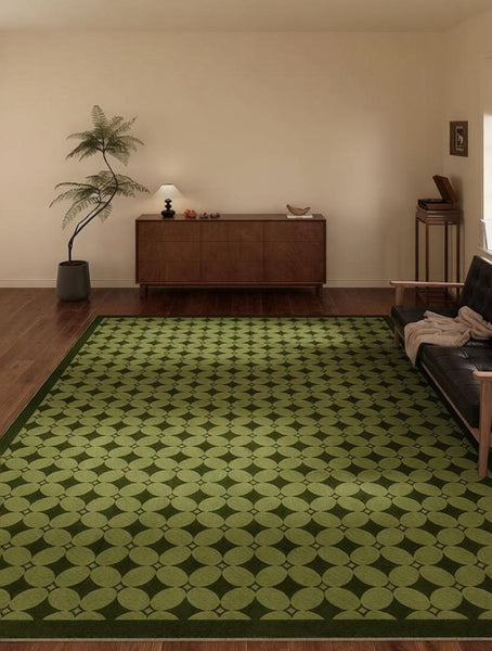 Mid Century Modern Rugs, Green Absract Rugs for Bedroom, Contemporary Modern Rugs for Living Room, Minimalist Geometric Rugs for Living Room-Silvia Home Craft