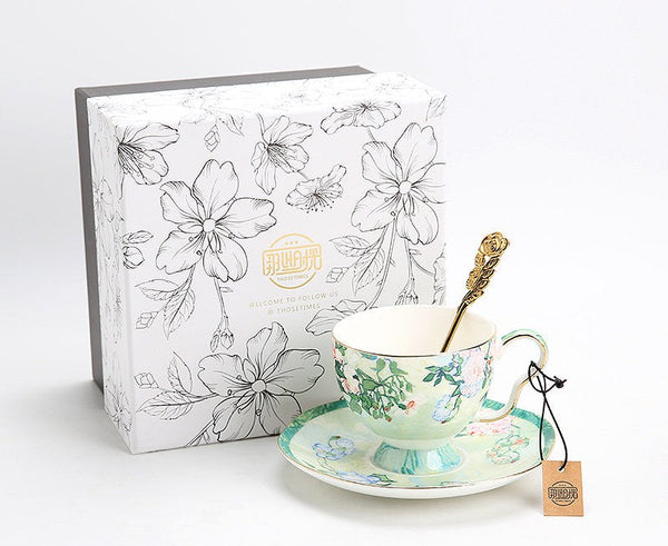 Elegant Coffee Cup, Porcelain Tea Saucer, Ceramic Tea Cup Set, Luxury Tea Cup Set, British Tea Cup Set-Silvia Home Craft