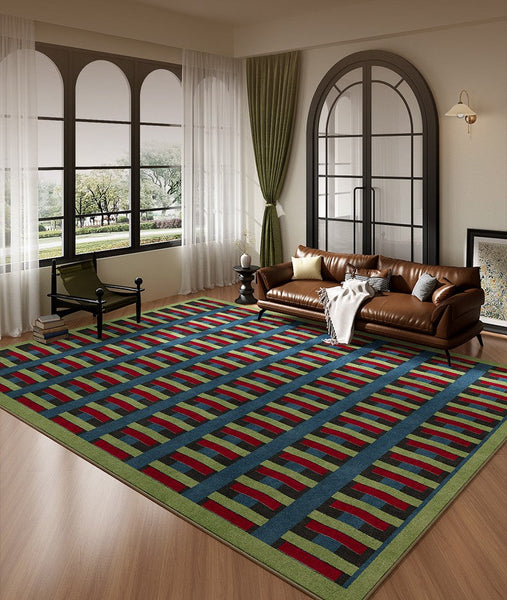Colorful Absract Rugs for Bedroom, Minimalist Geometric Rugs for Living Room, Mid Century Modern Rugs, Contemporary Modern Rugs for Living Room-Silvia Home Craft