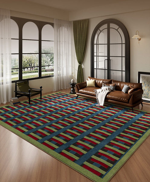 Colorful Absract Rugs for Bedroom, Minimalist Geometric Rugs for Living Room, Mid Century Modern Rugs, Contemporary Modern Rugs for Living Room-Silvia Home Craft