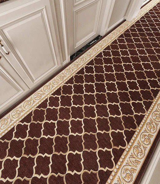Modern Extra Long Hallway Runners, Stain-resistant Non Slip Kitchen Runner Rugs, Easy Care Entryway Brown Runner Rugs, Long Narrow Runner Rugs, Entrance Hallway Runners, Hallway Runners-Silvia Home Craft