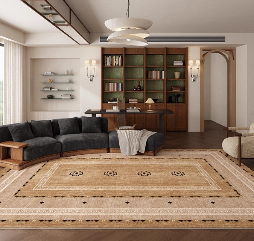 Contemporary Rugs for Bedroom, Mid Century Modern Rugs Next to Bed, Abstract Modern Carpets for Living Room, Modern Rugs for Dining Room-Silvia Home Craft