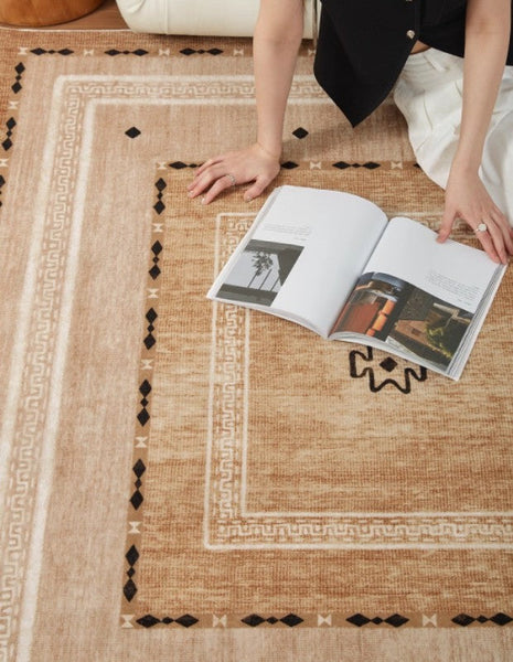 Contemporary Rugs for Bedroom, Mid Century Modern Rugs Next to Bed, Abstract Modern Carpets for Living Room, Modern Rugs for Dining Room-Silvia Home Craft