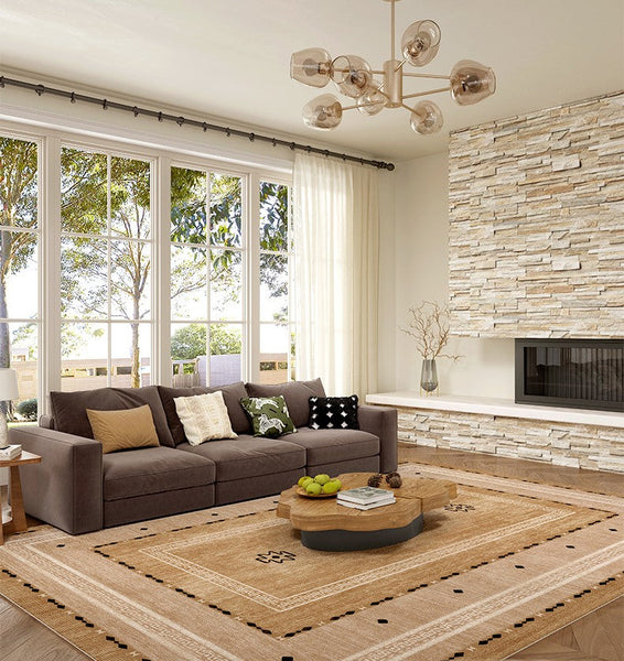 Contemporary Rugs for Bedroom, Mid Century Modern Rugs Next to Bed, Abstract Modern Carpets for Living Room, Modern Rugs for Dining Room-Silvia Home Craft