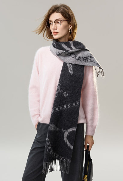 Holiday Women Scarf, Christmas Gifts for Her, Modern Wool Scarf, Warm Winter Scarf, Cold Weather Scarf, Fashion Scarf, Soft Cashmere Scarf for Girls, Elegant Designer Scarf-Silvia Home Craft