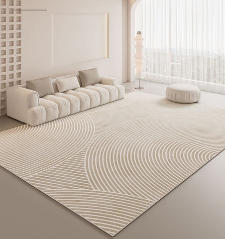 Simple Abstract Area Rugs for Dining Room, Contemporary Modern Rug Placement Ideas for Living Room, Geometric Modern Rug Ideas for Bedroom-Silvia Home Craft