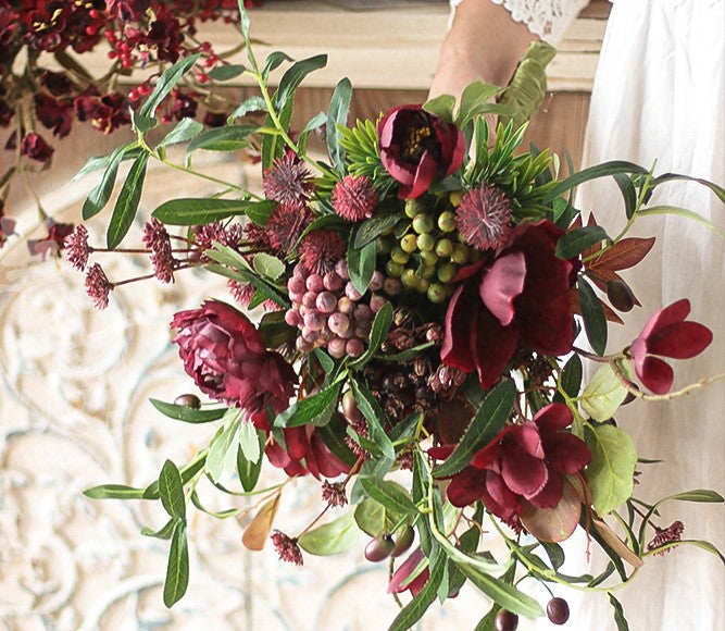 Beautiful Flower Arrangement for Home Decoration, Large Bunch of Peony Branch, Table Centerpiece, Real Touch Artificial Floral for Living Room-Silvia Home Craft