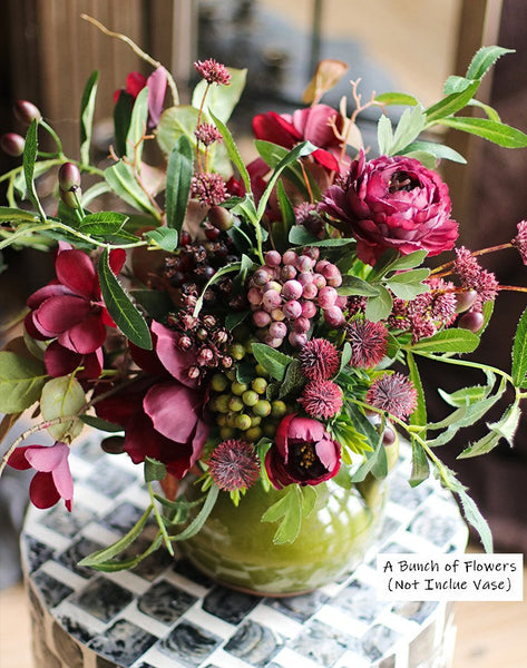 Beautiful Flower Arrangement for Home Decoration, Large Bunch of Peony Branch, Table Centerpiece, Real Touch Artificial Floral for Living Room-Silvia Home Craft