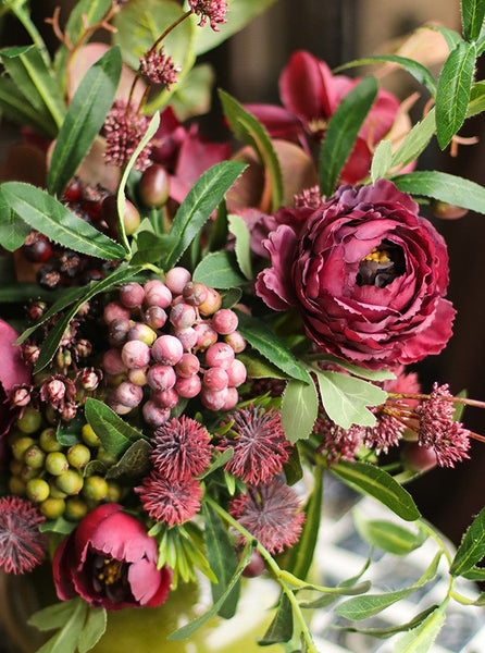 Beautiful Flower Arrangement for Home Decoration, Large Bunch of Peony Branch, Table Centerpiece, Real Touch Artificial Floral for Living Room-Silvia Home Craft