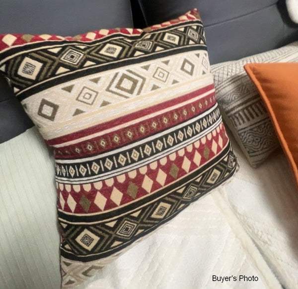Geometric Pattern Chenille Throw Pillow for Couch, Bohemian Decorative Sofa Pillows, Extra Large Decorative Throw Pillows, Modern Sofa Pillows-Silvia Home Craft