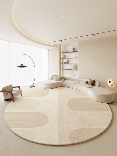 Bathroom Modern Round Rugs, Circular Modern Rugs under Coffee Table, Round Contemporary Modern Rugs for Bedroom, Round Modern Rugs in Living Room-Silvia Home Craft