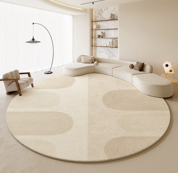 Bathroom Modern Round Rugs, Circular Modern Rugs under Coffee Table, Round Contemporary Modern Rugs for Bedroom, Round Modern Rugs in Living Room-Silvia Home Craft