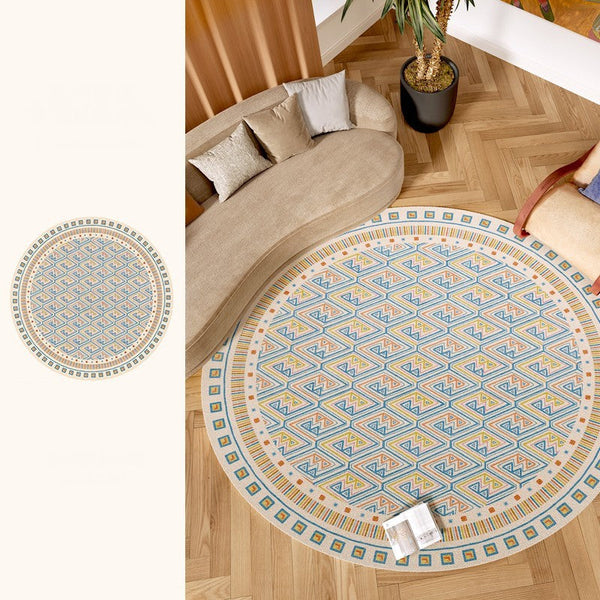 Abstract Contemporary Round Rugs for Dining Room, Circular Modern Rugs for Bathroom, Geometric Modern Rug Ideas for Living Room, Modern Rugs for Children's Room-Silvia Home Craft