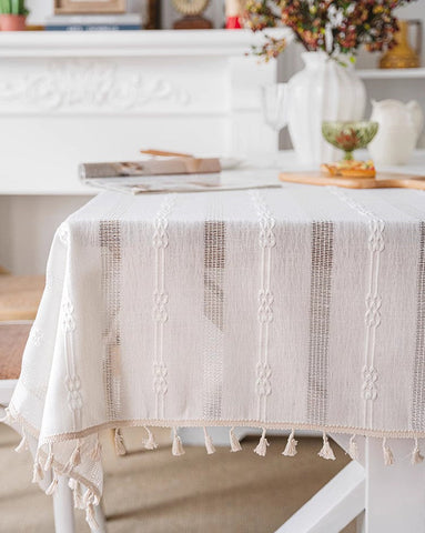 Country Farmhouse Tablecloth, Rustic Table Covers for Kitchen, Linen Rectangular Tablecloth for Oval Table, Large Rectangle Tablecloth for Dining Room Table-Silvia Home Craft