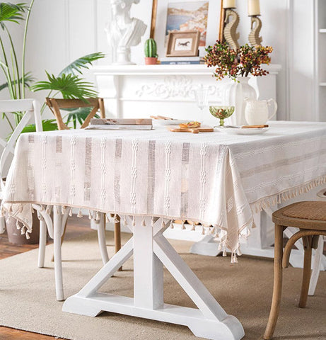 Rustic Table Covers for Kitchen, Linen Rectangular Tablecloth for Oval Table, Country Farmhouse Tablecloth, Large Rectangle Tablecloth for Dining Room Table-Silvia Home Craft