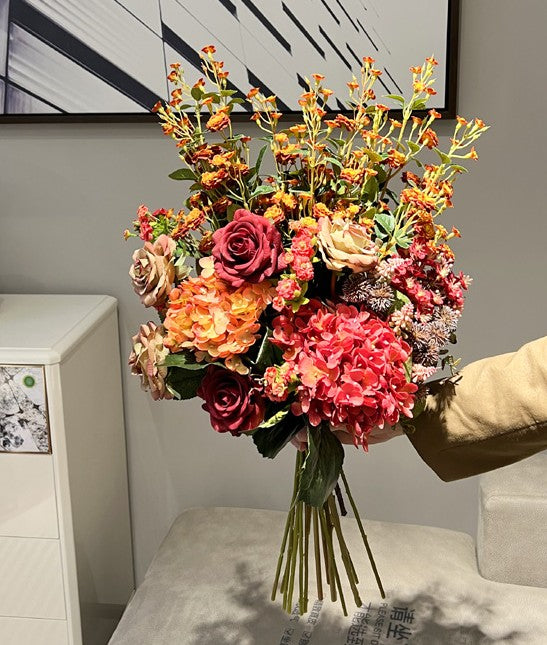 Creative Faux Silk Floral Bouquet Table Centerpiece, Modern Artificial Arrangement For Bedroom, Autumn Flowers, Interior Design