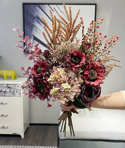 Creative Faux Silk Floral Bouquet Table Centerpiece, Large Bunch of Flowers Arrangement Interior Design, Creative Modern Artificial Floral Arrangement-Silvia Home Craft