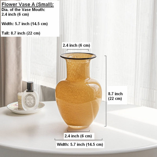 Handmade Liuli Vases, Color Glaze Vase, Contemporary Vases for Modern Home Decor, Yellow Glass Bud Vases, Centerpiece Vases on Table-Silvia Home Craft