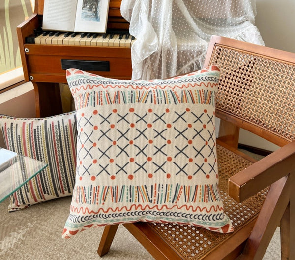 Geometric Modern Pillow Covers, Oriental Square Pillows for Couch, Decorative Throw Pillows for Dining Room, Bohemian Decorative Sofa Pillows-Silvia Home Craft