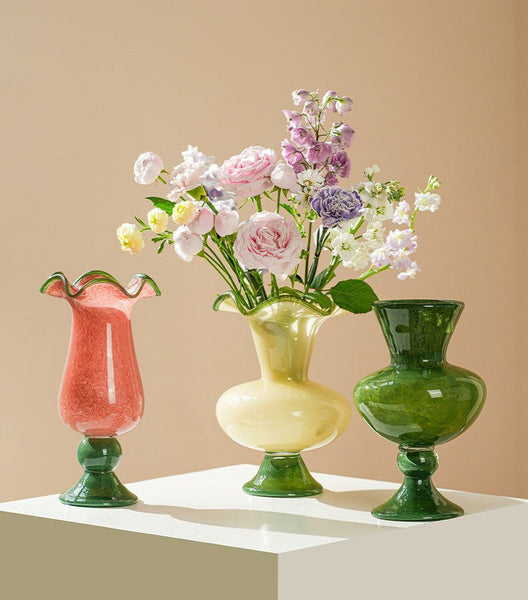 Contemporary Vase for Modern Home Decor, Unique Modern Glass Vase, Modern Glass Flower Vases, Handmade Liuli Vases, Centerpiece Vases on Table-Silvia Home Craft