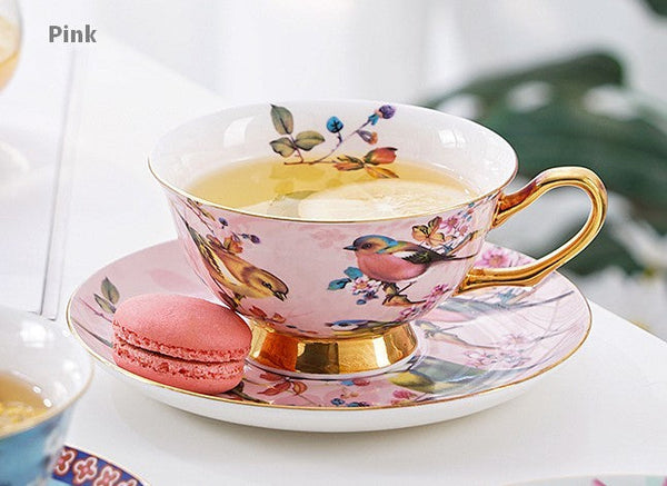 Unique Traditional Afternoon Tea Cup and Saucer in Gift Box, Royal Porcelain Tea Cup Saucer Set, Elegant Flower Pattern Ceramic Coffee Cups, Beautiful British Tea Cups-Silvia Home Craft