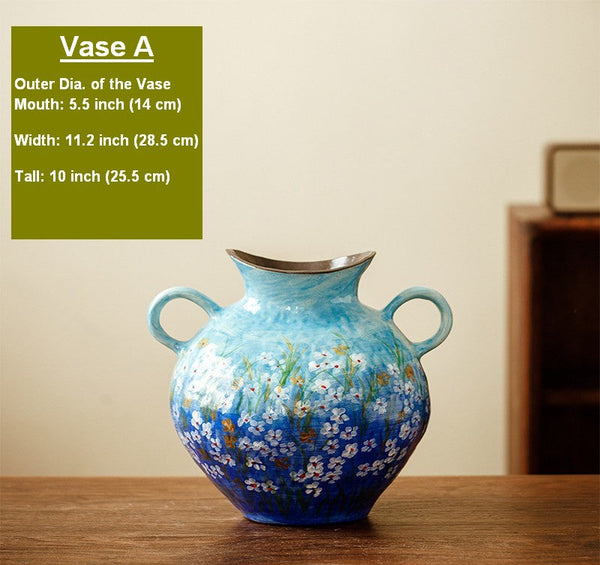 Centerpiece on Dining Table, Handmade Water Holding Flower Vases, Large Flower Vases on Table, Modern Pottery Flower Vases, Pottery Bud Vases-Silvia Home Craft