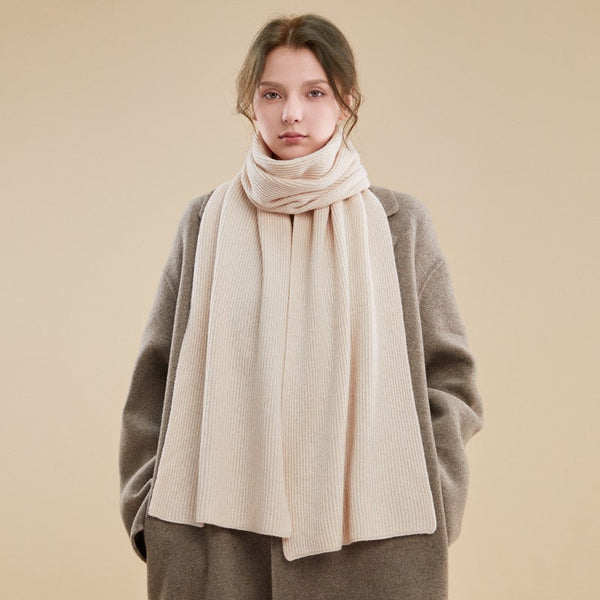 Beige Winter Scarf, Fashion Designer Scarf, Cold Weather Scarf, Cashmere Scarf for Women, Casual Scarf for Women, Modern Wool Scarf for Women-Silvia Home Craft