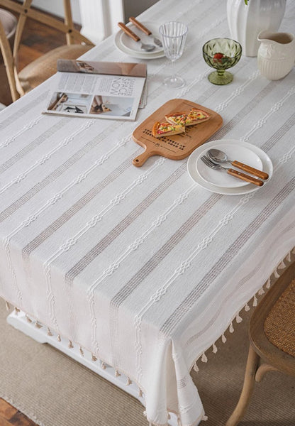 Rustic Table Covers for Kitchen, Linen Rectangular Tablecloth for Oval Table, Country Farmhouse Tablecloth, Large Rectangle Tablecloth for Dining Room Table-Silvia Home Craft