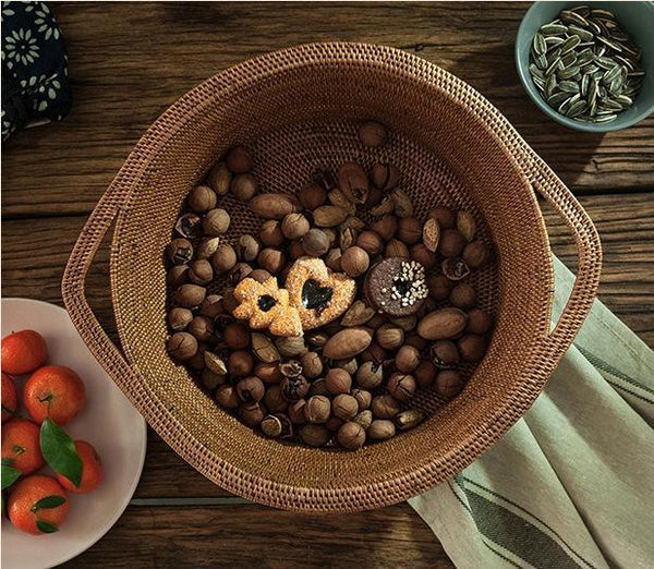 Indonesia Hand Woven Storage Basket, Natural Fiber Decorative Baskets, Small Rustic Food Basket-Silvia Home Craft