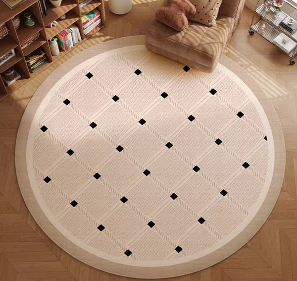 Bedroom Circular Modern Rugs, Mid Century Modern Rugs under Chairs, Geometric Round Rugs for Dining Room, Contemporary Modern Rugs-Silvia Home Craft