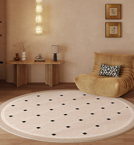 Bedroom Circular Modern Rugs, Mid Century Modern Rugs under Chairs, Geometric Round Rugs for Dining Room, Contemporary Modern Rugs-Silvia Home Craft