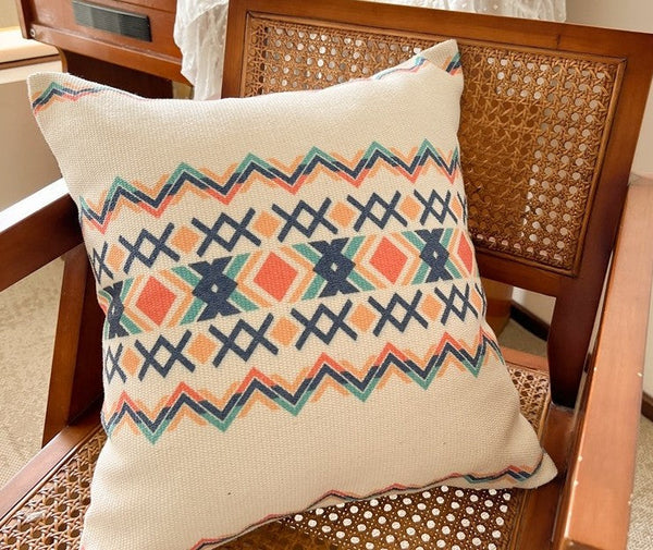 Decorative Throw Pillows for Dining Room, Oriental Square Pillows for Couch, Geometric Modern Pillow Covers, Bohemian Decorative Sofa Pillows-Silvia Home Craft