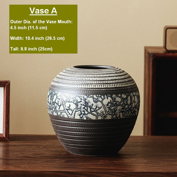 Large Pottery Flower Vases Urn, Centerpiece on Dining Table, Flower Vase on Table, Handmade Water Holding Flower Vases, Modern Bouquet Vases-Silvia Home Craft
