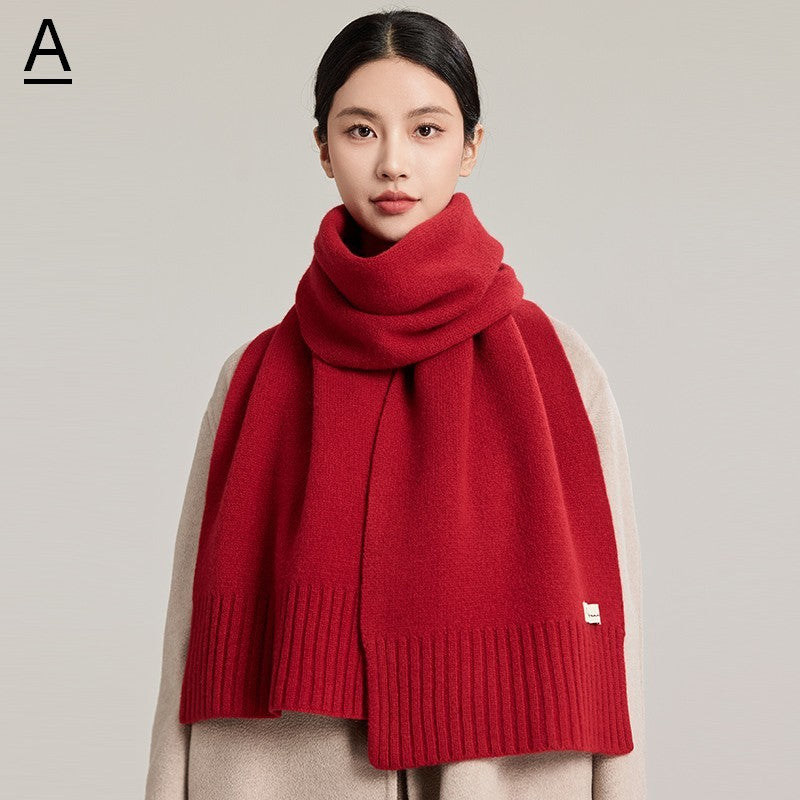 Casual Scarf for Women, Cold Weather Scarf, Fashion Designer Scarf, Red Winter Scarf, Modern Wool Scarf for Women, Soft Cashmere Scarf for Women-Silvia Home Craft