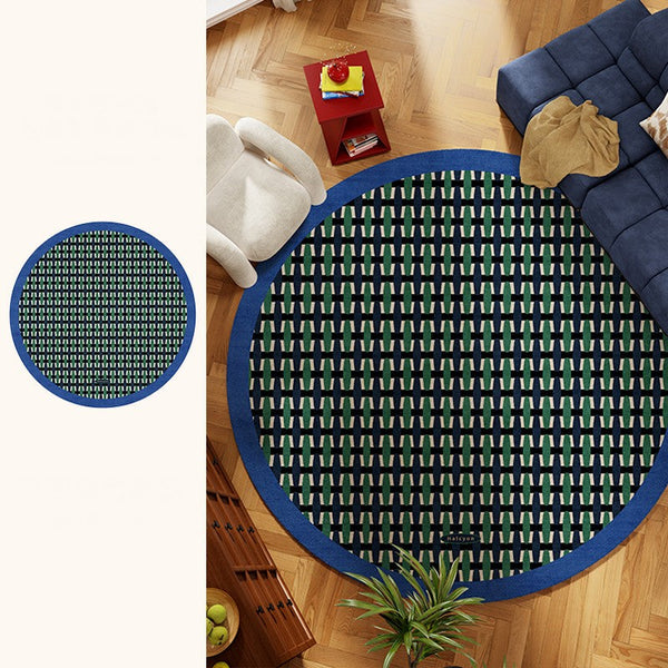 Abstract Contemporary Round Rugs under Chairs, Mid Century Circular Rugs for Bedroom, Modern Rugs for Dining Room, Geometric Modern Rugs for Living Room-Silvia Home Craft